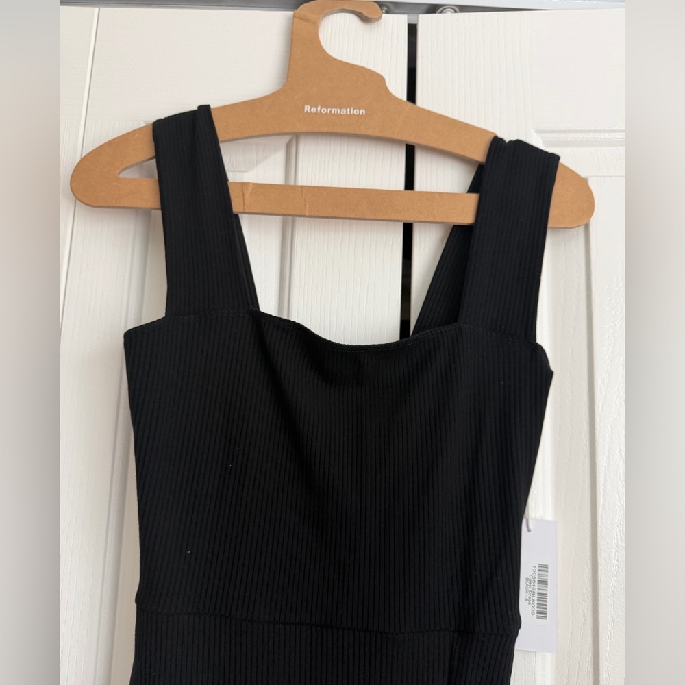 Reformation Black Midi Dress with Red Bag Accent - Picture 6 of 6